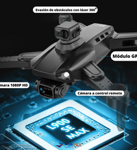 Drone REVO-X MAX GPS 1.2 KMs Alcance Plegable Con Doble Cámara (2 Baterías) Negro