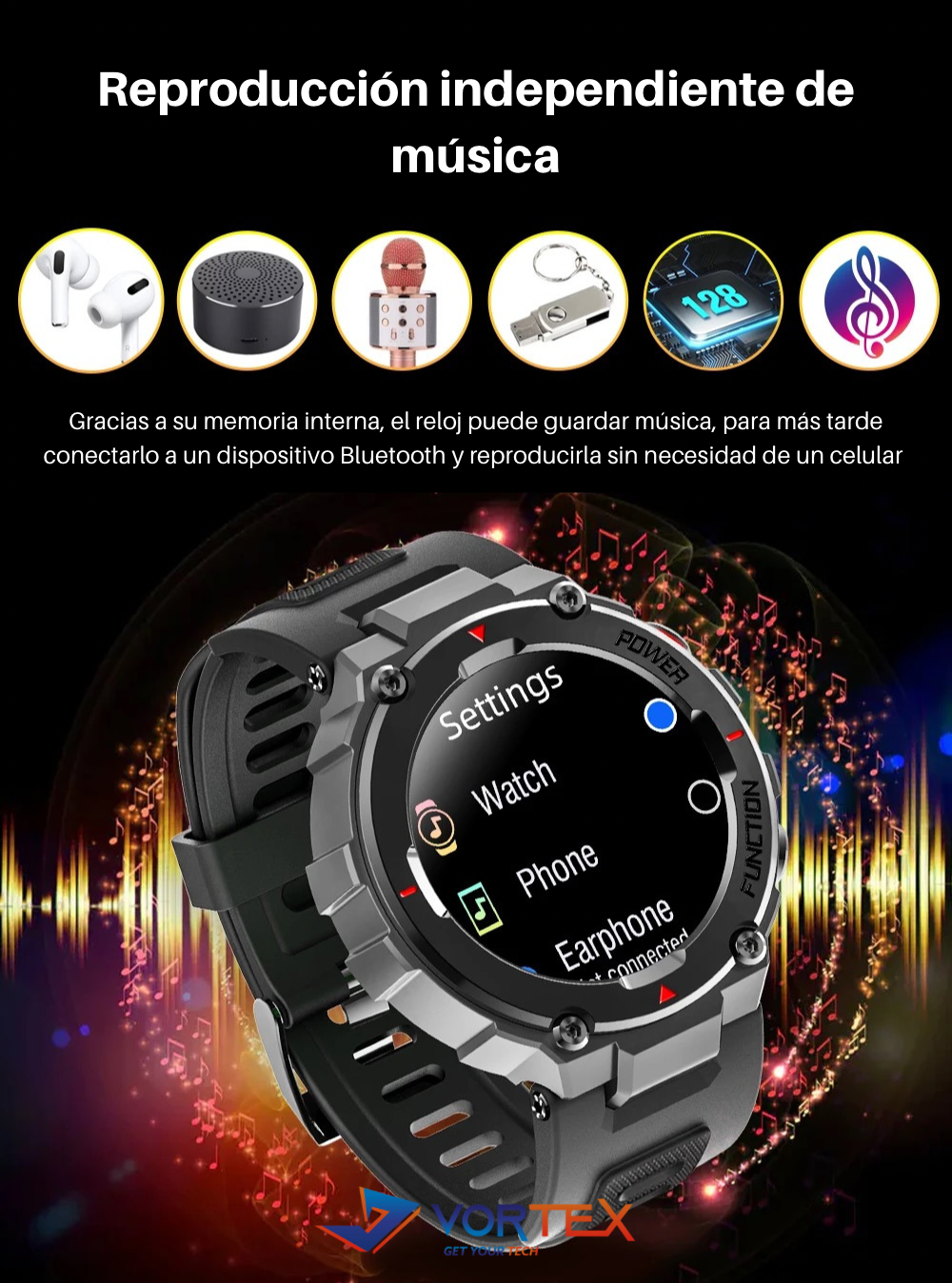 Smartwatch V APEX Serie F Uso Rudo Full Touch Llamadas y Notificaciones A Prueba De Agua
